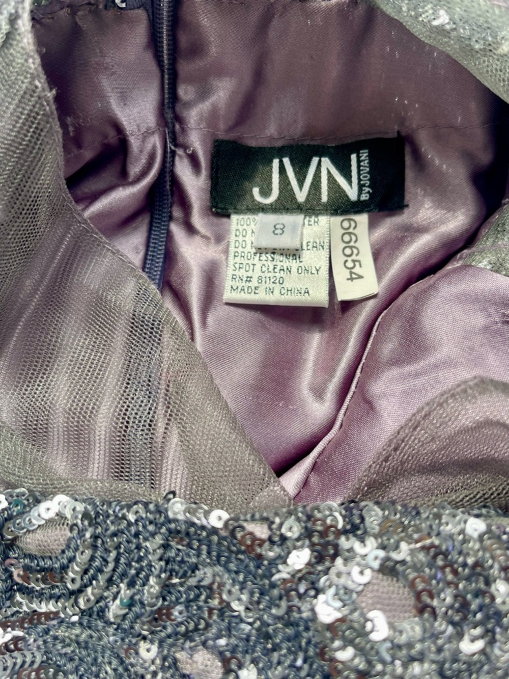 JVN By Jovani Silver sequin dress w/ pockets Medium - Picture 8 of 8